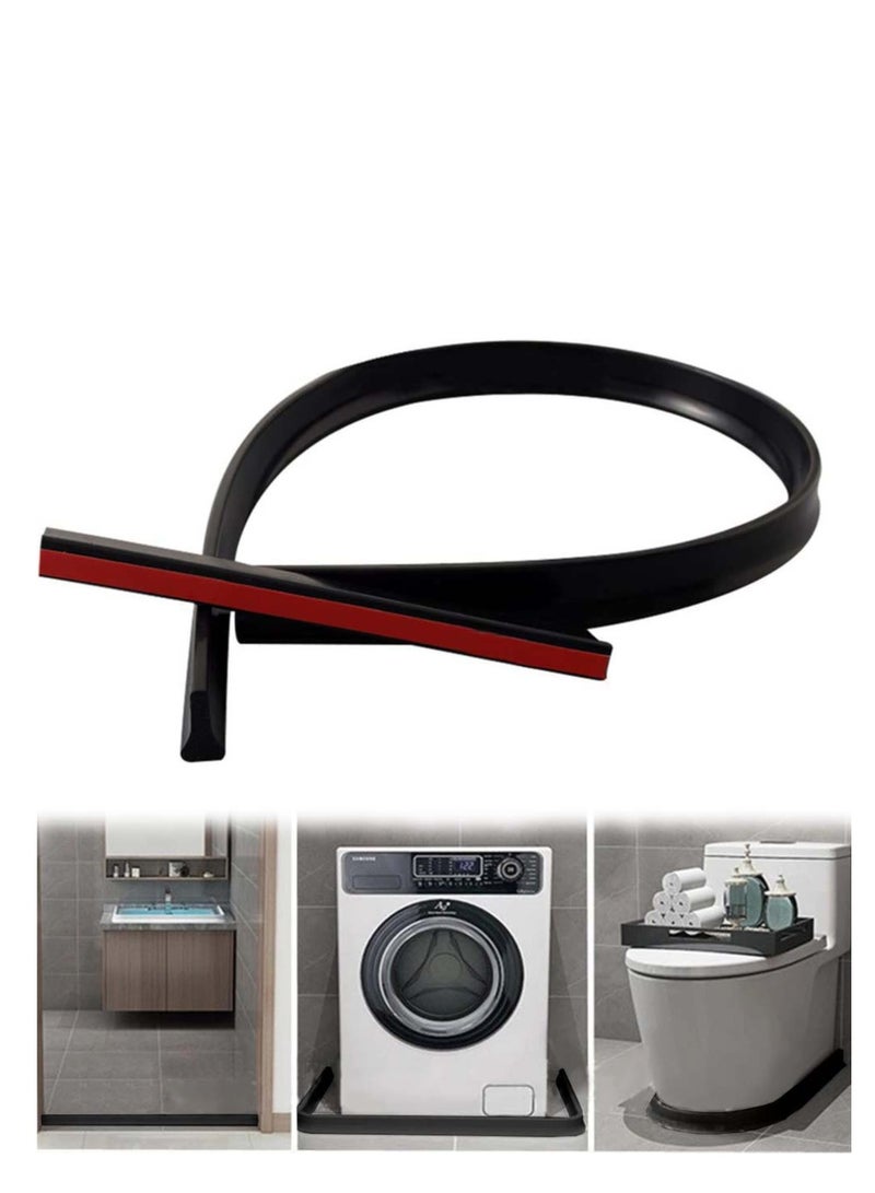 Shower Door Water Barrier Strip, Self-adhesive Stopper Collapsible Threshold Waterproof Strip for Bathroom Kitchen Tub Countertop 1M - Image 1