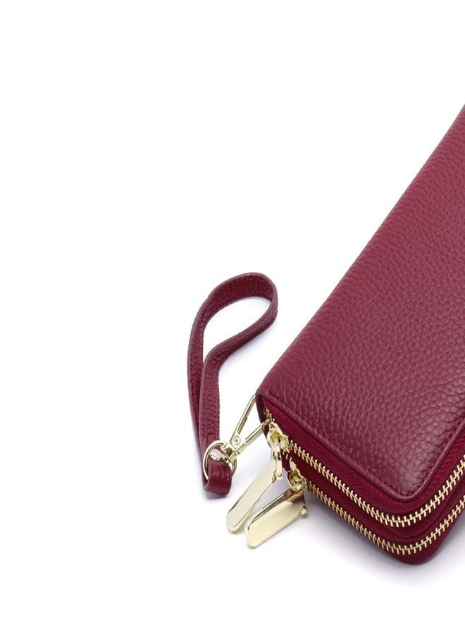 Loquat - Multiple Compartment Double-Zip Wallet Wine Red - Image 1