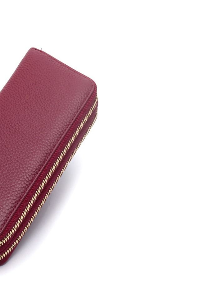 Loquat - Multiple Compartment Double-Zip Wallet Wine Red - Image 1