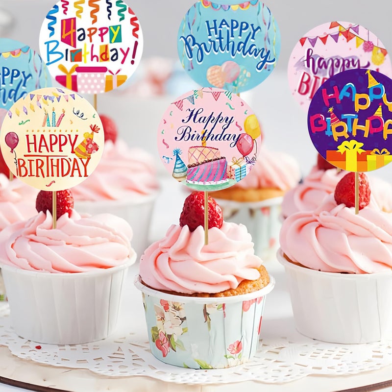 SHUXILIN 500pcs Happy Birthday Roll Stickers Birthday Balloon Roll Decals Stickers Fun Birth Day Cake Greeting Sticker Round Labels Banner Tag Seal Sticker for Card Boxes Party Envelope Decoration DIY Gift - Image 2