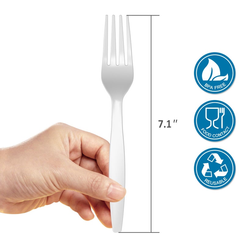 POSATE Heavyweight Plastic Forks  White  100 Counts - Image 2