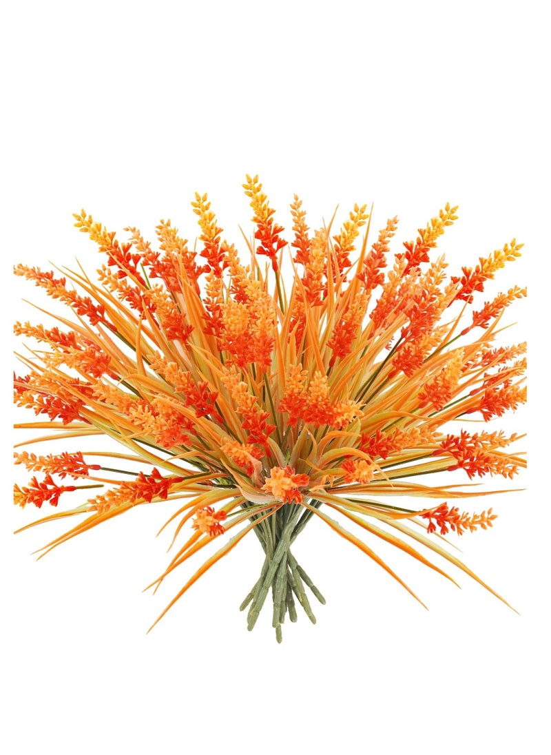 Excefore - 12 Bundles Artificial Flowers, UV Resistant Lavender Fake Flowers, Artificial Fall Flowers for Outdoors, Suitable for Home Porch Window Decoration (Orange) - Image 1