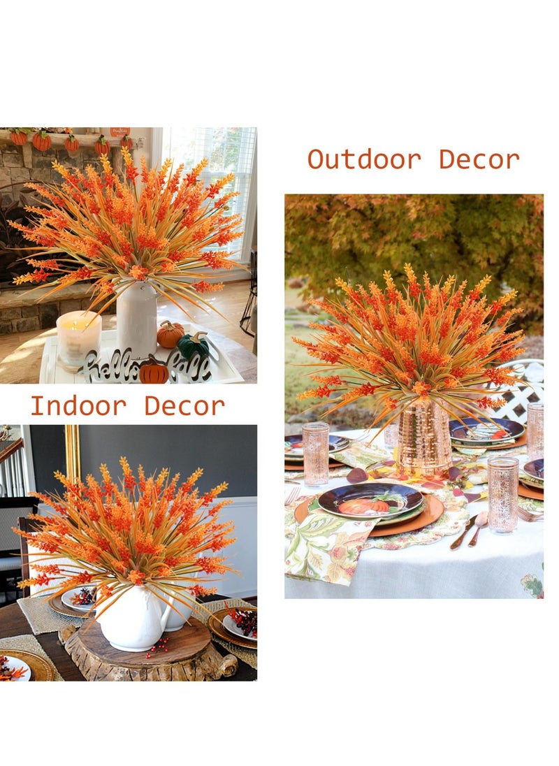 Excefore - 12 Bundles Artificial Flowers, UV Resistant Lavender Fake Flowers, Artificial Fall Flowers for Outdoors, Suitable for Home Porch Window Decoration (Orange) - Image 1
