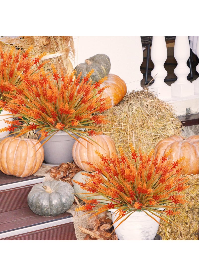 Excefore - 12 Bundles Artificial Flowers, UV Resistant Lavender Fake Flowers, Artificial Fall Flowers for Outdoors, Suitable for Home Porch Window Decoration (Orange) - Image 1