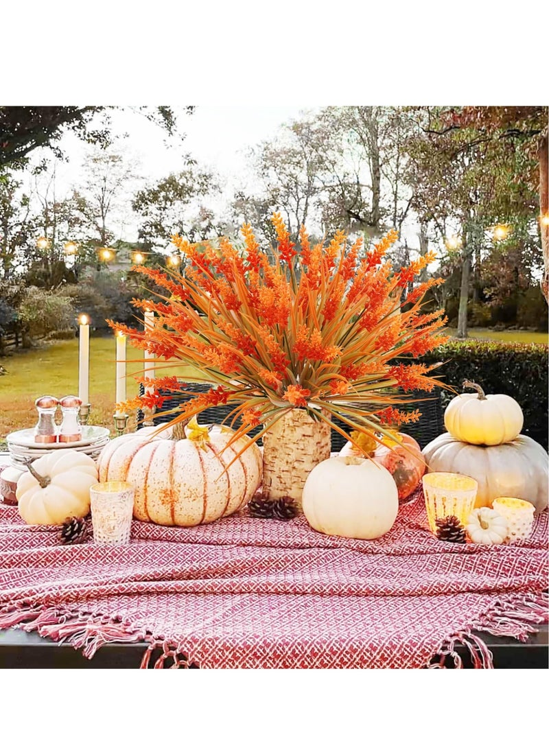 Excefore - 12 Bundles Artificial Flowers, UV Resistant Lavender Fake Flowers, Artificial Fall Flowers for Outdoors, Suitable for Home Porch Window Decoration (Orange) - Image 1