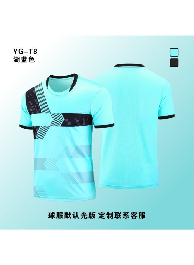 Yg-t8 Lake Blue New Football Sportswear Single Top Custom Running Quick-drying Training Clothes Sweat-wicking Football Clothes Top Competition Team Clothes