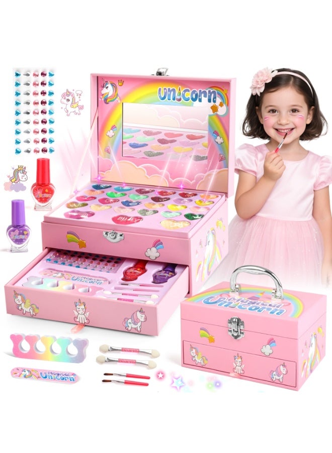 يونيكورن الفتيات التجميل مجموعات الالعاب ، 36 قطع الفتيات يونيكورن ماكياج كيت-الفتيات محاكاة الجمال مربع ، يونيكورن الجمال مربع ، الفتيات ماكياج اللعب - Image 1