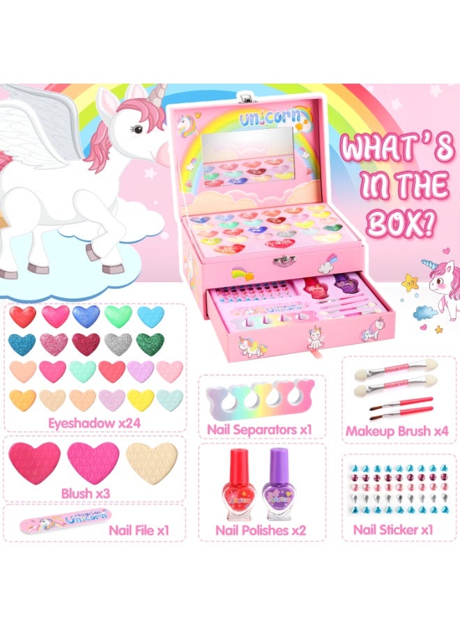 يونيكورن الفتيات التجميل مجموعات الالعاب ، 36 قطع الفتيات يونيكورن ماكياج كيت-الفتيات محاكاة الجمال مربع ، يونيكورن الجمال مربع ، الفتيات ماكياج اللعب - Image 5
