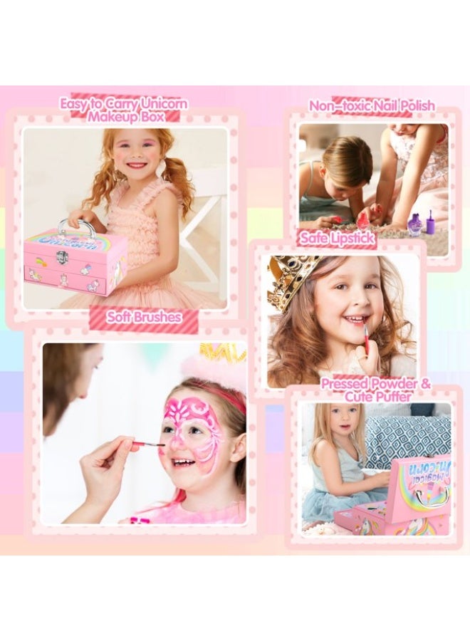 يونيكورن الفتيات التجميل مجموعات الالعاب ، 36 قطع الفتيات يونيكورن ماكياج كيت-الفتيات محاكاة الجمال مربع ، يونيكورن الجمال مربع ، الفتيات ماكياج اللعب - Image 4