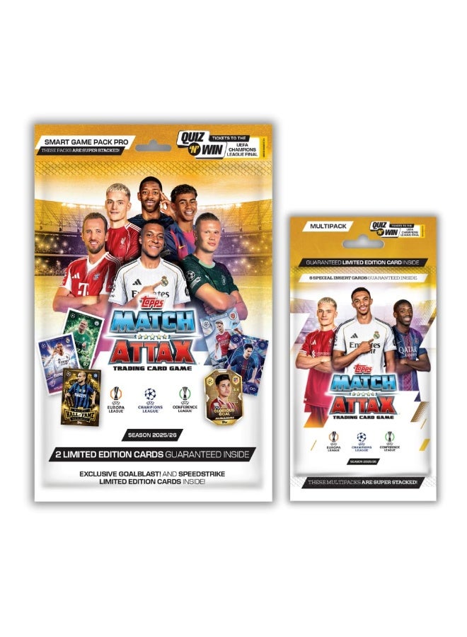 توبس لعبة بطاقات التداول والتحصيل Topps UEFA Champions League Match Attax 2025-26 (حزمة الألعاب الذكية Pro + الحزمة المتعددة) - Image 1