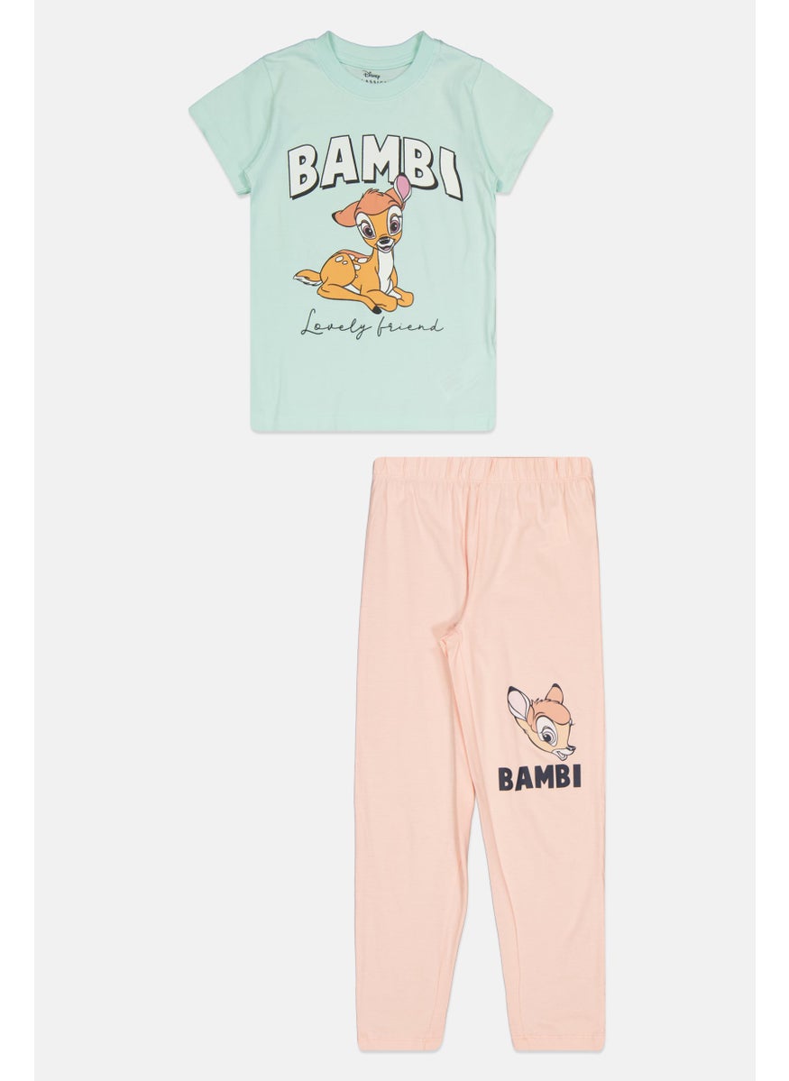 Disney Kids Girl 2 Pieces Bambi Pajama Set, Multicolor  - Image 1