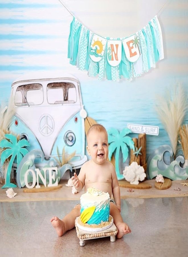 بيديد لافتة كرسي طعام للأطفال بتصميم ركوب الأمواج - زينة عيد الميلاد الأول "الحفل الكبير"، كرسي طعام للأطفال لحفل عيد الميلاد الأول على الشاطئ، لافتة أمواج، حفلة بطابع ركوب الأمواج والشاطئ - Image 3