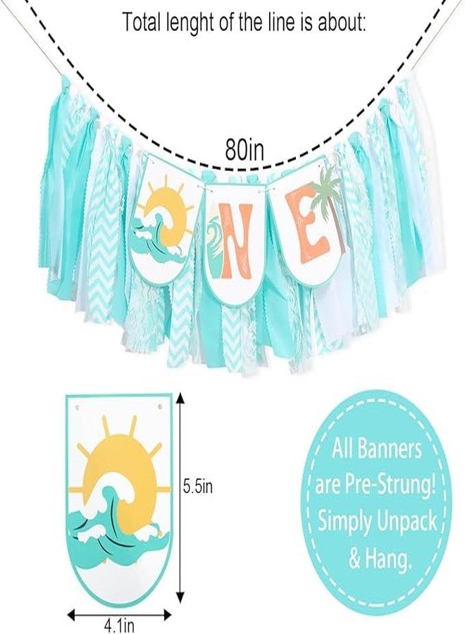 بيديد لافتة كرسي طعام للأطفال بتصميم ركوب الأمواج - زينة عيد الميلاد الأول "الحفل الكبير"، كرسي طعام للأطفال لحفل عيد الميلاد الأول على الشاطئ، لافتة أمواج، حفلة بطابع ركوب الأمواج والشاطئ - Image 2