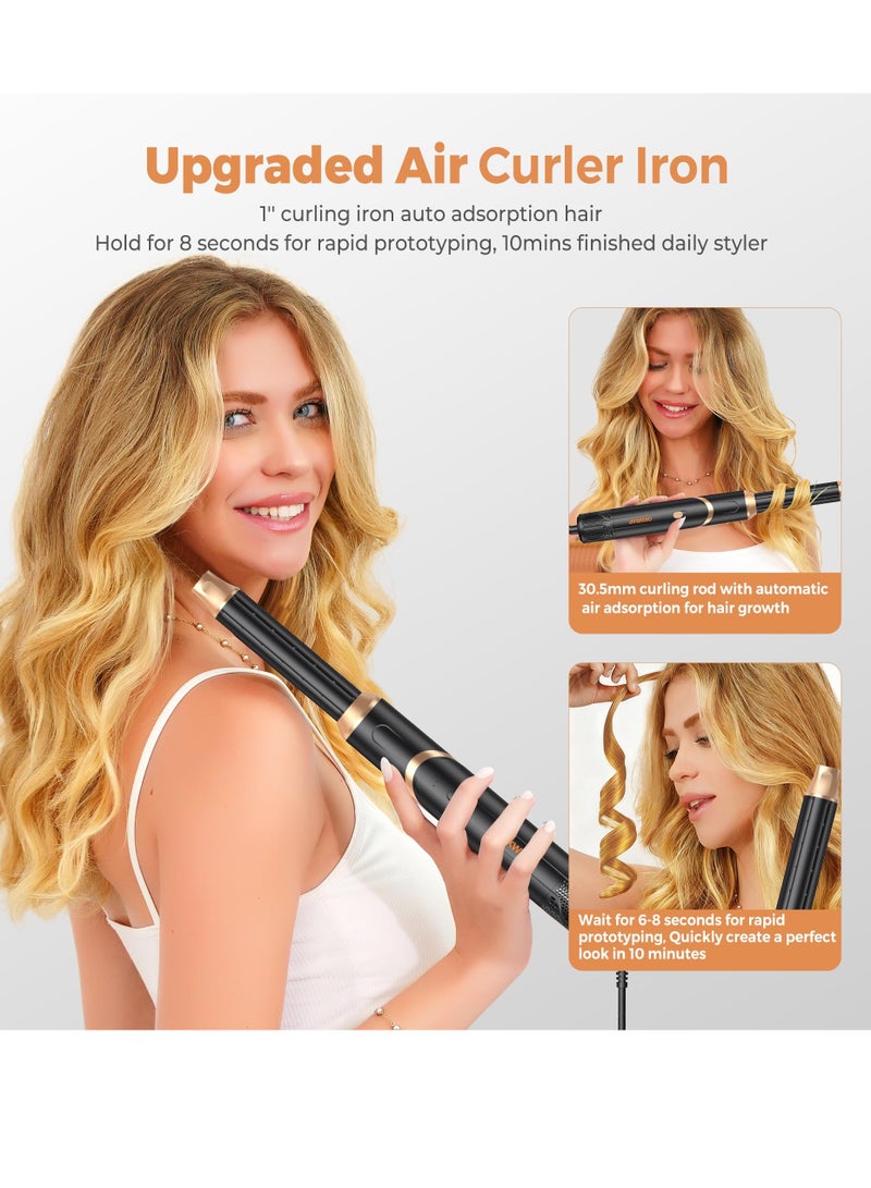 OKWRAP 6 in 1 Air Styler Brush Set,  Detachable Hair Dryer Styling Tools with Blow Dryer, Diffuser, Straightening Brush, Round Volumizing Brush, 2 Sizes Curling Barrels, Foldable Negative Ion Blowout Hair Styler for All Hair Types, Hair Styler Tools Home Travel Salon - Image 3