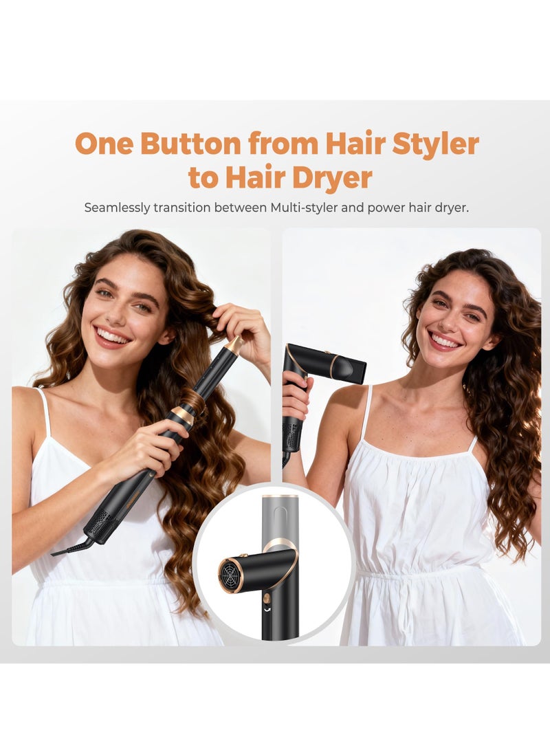 OKWRAP 6 in 1 Air Styler Brush Set,  Detachable Hair Dryer Styling Tools with Blow Dryer, Diffuser, Straightening Brush, Round Volumizing Brush, 2 Sizes Curling Barrels, Foldable Negative Ion Blowout Hair Styler for All Hair Types, Hair Styler Tools Home Travel Salon - Image 4