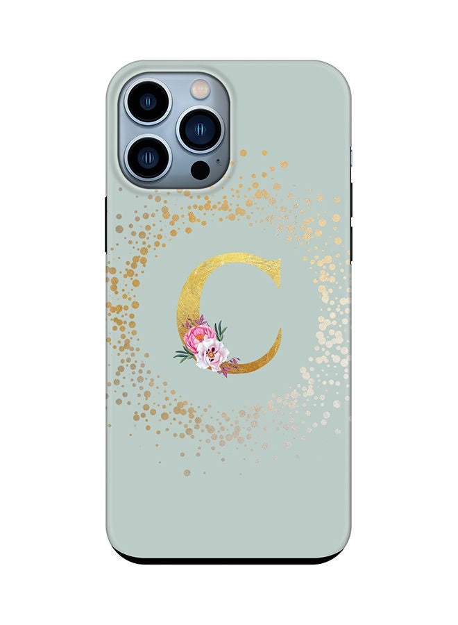 Stylizedd Monogram Tough Series for Apple iPhone 13 Pro Max Custom Initials Floral Pattern Tough Pro Dual Layer hybrid PC inner TPU protection Alphabet- C (Light Green) - Image 1