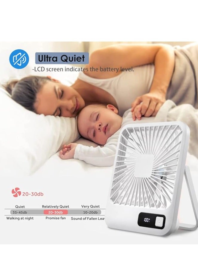 عربست مروحة مكتب صغيرة، مروحة مكتب صغيرة، مروحة محمولة قابلة لإعادة الشحن عبر USB، مروحة شخصية صغيرة قابلة للطي قابلة للإمالة مع بطارية 2000 مللي أمبير وشاشة LCD، رياح قوية، هادئة للغاية، 5 أوضاع للسرعة للمكتب، المنزل، التخييم - Image 4