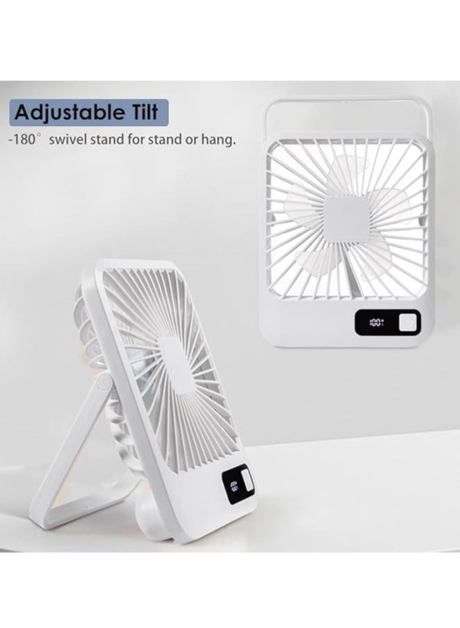 عربست مروحة مكتب صغيرة، مروحة مكتب صغيرة، مروحة محمولة قابلة لإعادة الشحن عبر USB، مروحة شخصية صغيرة قابلة للطي قابلة للإمالة مع بطارية 2000 مللي أمبير وشاشة LCD، رياح قوية، هادئة للغاية، 5 أوضاع للسرعة للمكتب، المنزل، التخييم - Image 5