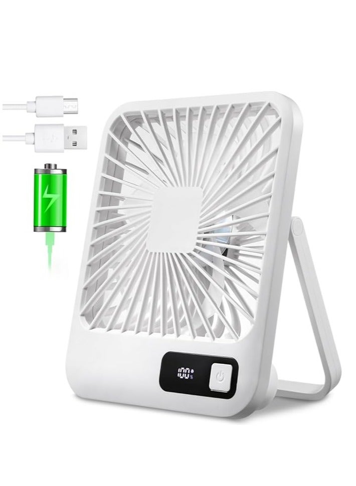 عربست مروحة مكتب صغيرة، مروحة مكتب صغيرة، مروحة محمولة قابلة لإعادة الشحن عبر USB، مروحة شخصية صغيرة قابلة للطي قابلة للإمالة مع بطارية 2000 مللي أمبير وشاشة LCD، رياح قوية، هادئة للغاية، 5 أوضاع للسرعة للمكتب، المنزل، التخييم - Image 1