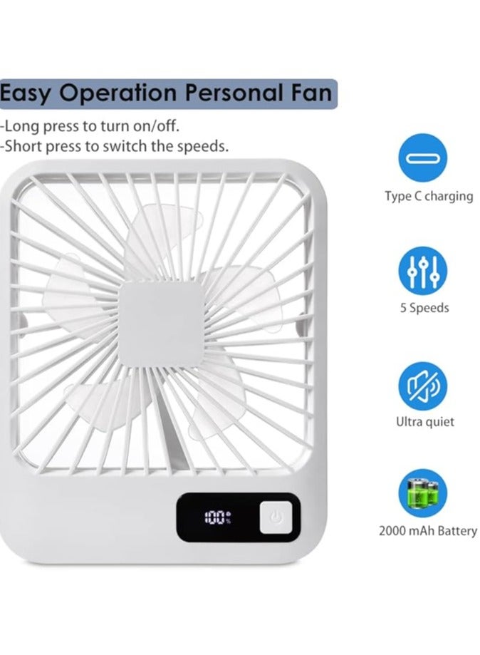 عربست مروحة مكتب صغيرة، مروحة مكتب صغيرة، مروحة محمولة قابلة لإعادة الشحن عبر USB، مروحة شخصية صغيرة قابلة للطي قابلة للإمالة مع بطارية 2000 مللي أمبير وشاشة LCD، رياح قوية، هادئة للغاية، 5 أوضاع للسرعة للمكتب، المنزل، التخييم - Image 3