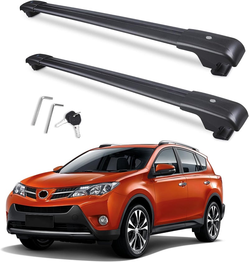 Autekcomma 260lb Loading Weight Heavy Duty Roof Rack CrossBars Replacement for 2013-2018 Toyota RAV4,Anti-Corrosion,Aluminum Black Matte with Anti-Theft Locks (ONLY FIT Original Side Rail) - Image 1
