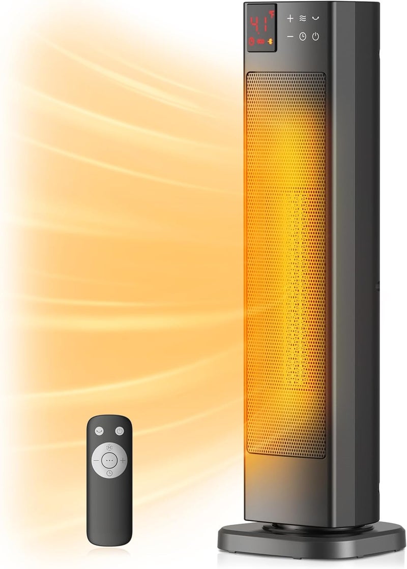PELONIS Oscillating Ceramic Tower Indoor Space Heater for Home with Oscillation, Programmable Thermostat & ECO Mode, 12H Timer & Remote Control, Safety Protection, 23 Inches, 1500W, PHF15RSAPH23 - Image 1