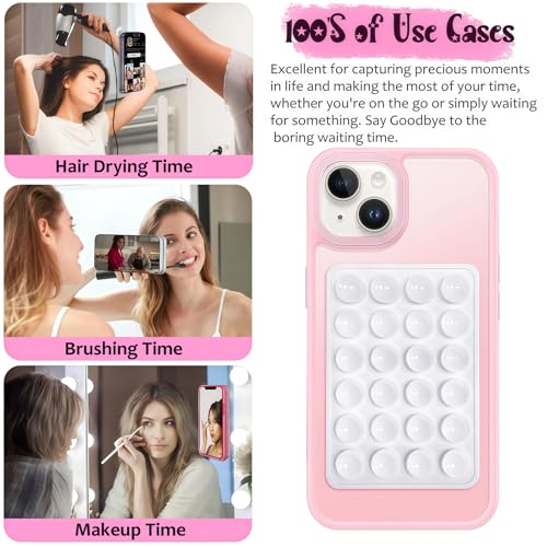 Galundge 2 Pack Silicone Suction Phone Case Mount, Non Slip Sticky Grip for Cellphone, Silicon Adhesive Suction Cup Mount, Strong Grip Holder for Selfies and Videos (Baby Blue&Translucent) - Image 3