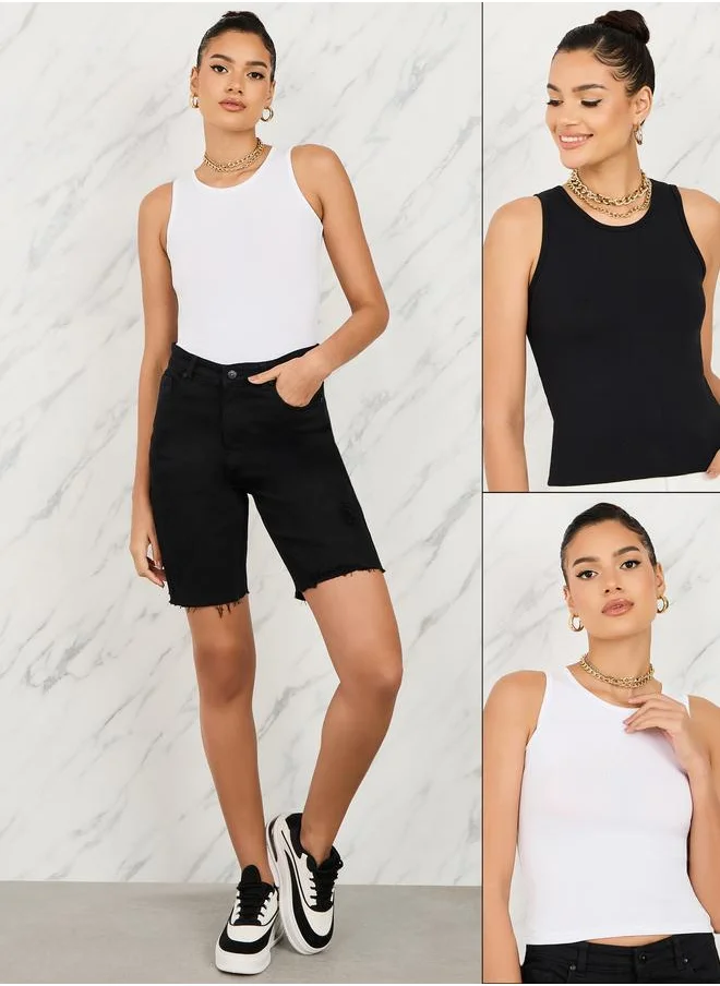Styli Styli Pack of 2 - Cotton Lycra Sleeveless Tank