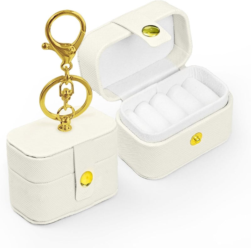 COSLANLEE Ring Bearer Pillows for Dog Collar, PU Leather Wedding Ring Pillow Box for Pet, Mini Ring Holder Pouch Box, Earrings Storage Box for Proposal Engagement Wedding Ceremony Party Ivory - Image 1