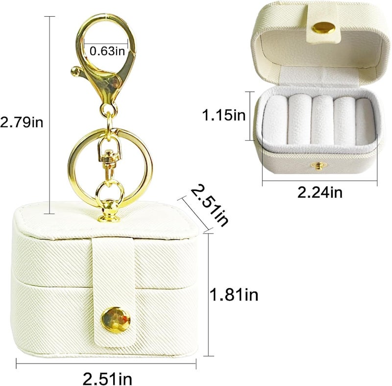COSLANLEE Ring Bearer Pillows for Dog Collar, PU Leather Wedding Ring Pillow Box for Pet, Mini Ring Holder Pouch Box, Earrings Storage Box for Proposal Engagement Wedding Ceremony Party Ivory - Image 3