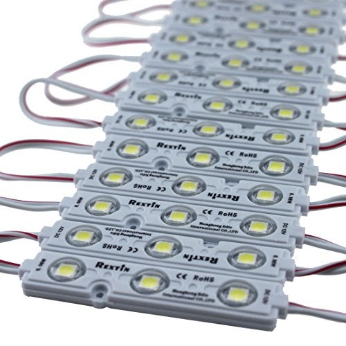 Rextin Super Bright 200pcs 3 LED Module RED 5050 SMD 66-72LM Each Module Waterproof Decorative Light for Letter Sign Advertising Signs with Tape Adhesive Backside 3 Years Warranty - Image 2