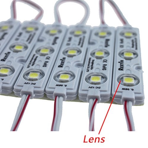 Rextin Super Bright 200pcs 3 LED Module RED 5050 SMD 66-72LM Each Module Waterproof Decorative Light for Letter Sign Advertising Signs with Tape Adhesive Backside 3 Years Warranty - Image 3