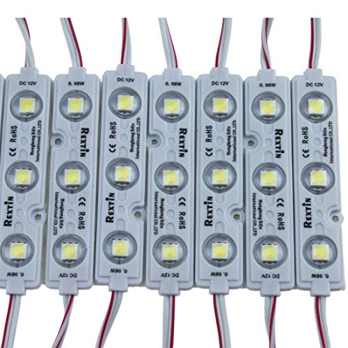 Rextin Super Bright 200pcs 3 LED Module RED 5050 SMD 66-72LM Each Module Waterproof Decorative Light for Letter Sign Advertising Signs with Tape Adhesive Backside 3 Years Warranty - Image 1