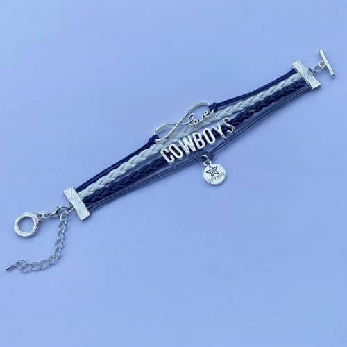DOLON Infinity Football Cowboys Bracelet Handmade Leather Braided Fans Gift - Image 3