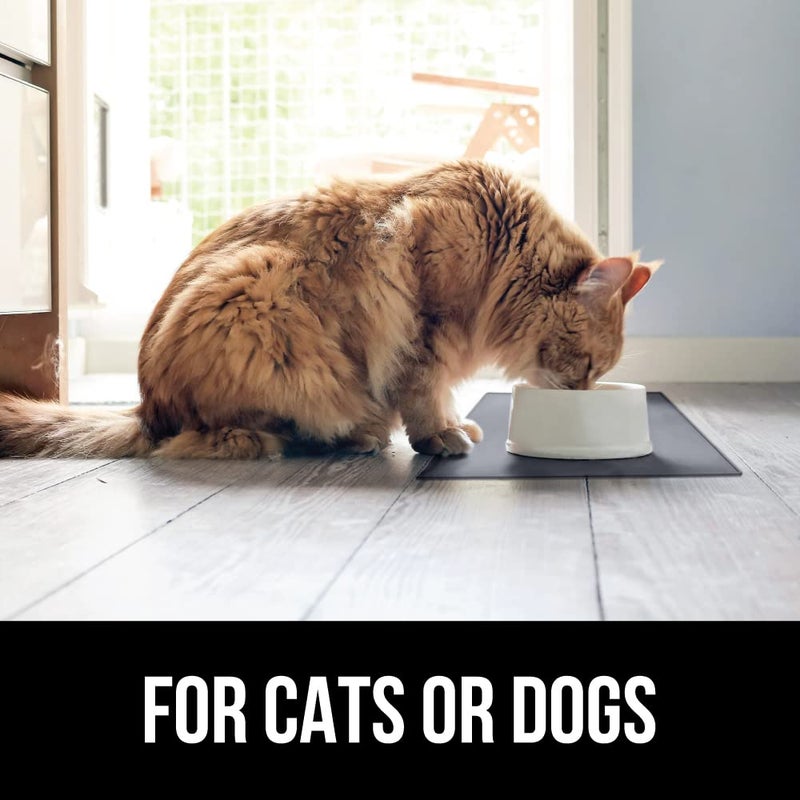 GORILLA GRIP 100% Waterproof Raised Edge BPA Free Silicone Pet Feeding Mat, Dog Cat Food Mats Contain Spills Protects Floors, Placemats for Cats and Dogs Water Bowl, Pets Accessories 18.5x11.5 Gray - Image 5