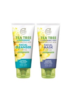 Petal fresh Pure Purifying Tea Tree Facial Mask + Facial Cleanser Combo For Oily, Acne Prone Skin Type | No Sulphates, Silicones, Mineral Oil | 100% Vegan And Cruelty Free 400 Ml  - Image 1