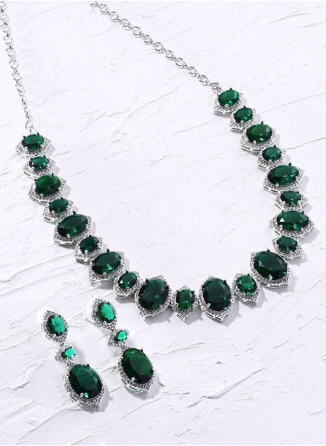 Priyaasi Brass Women Green Brass Jewellery Set with pattern and secured with closure and styled in ideal for Western moments — designed to make heads turn.  - Image 2