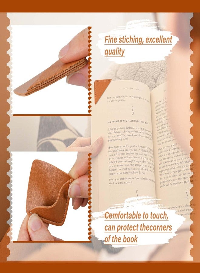 Wayzton Leather Corner Bookmark, 6 Pcs Square Page Book Marks for Women, Kids, Book Accessories for Reading Lover, Cute Handmade Book Reading Gift for Book Lovers - Image 3