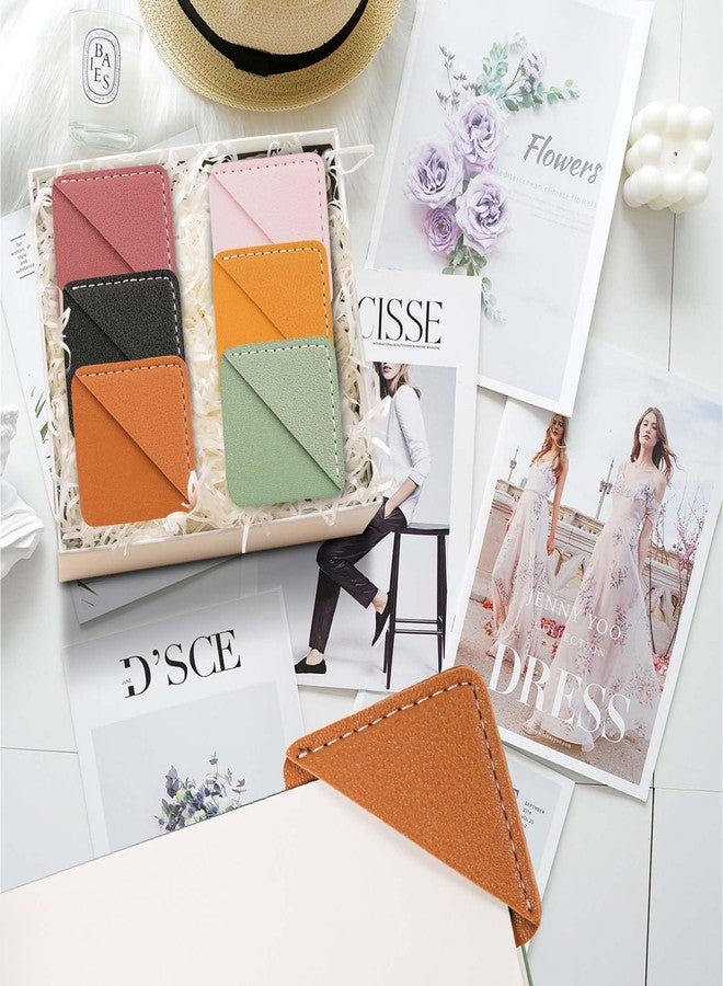 Wayzton Leather Corner Bookmark, 6 Pcs Square Page Book Marks for Women, Kids, Book Accessories for Reading Lover, Cute Handmade Book Reading Gift for Book Lovers - Image 4