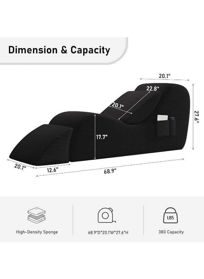 Zayn comforts Ergonomic S Shape Yoga Chaise Lounge Chair with Ottoman - Image 2