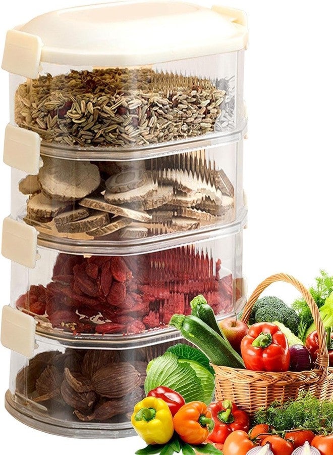 IP DHAMELIYA Storage Box For Kitchen - Spice Container and Seasoning Box | Multipurpose Leak Proof And Reusable Food Storage Containers For Nuts, Grains, and Dry Food | Kitchen Organizers (4 Layer) - Image 1