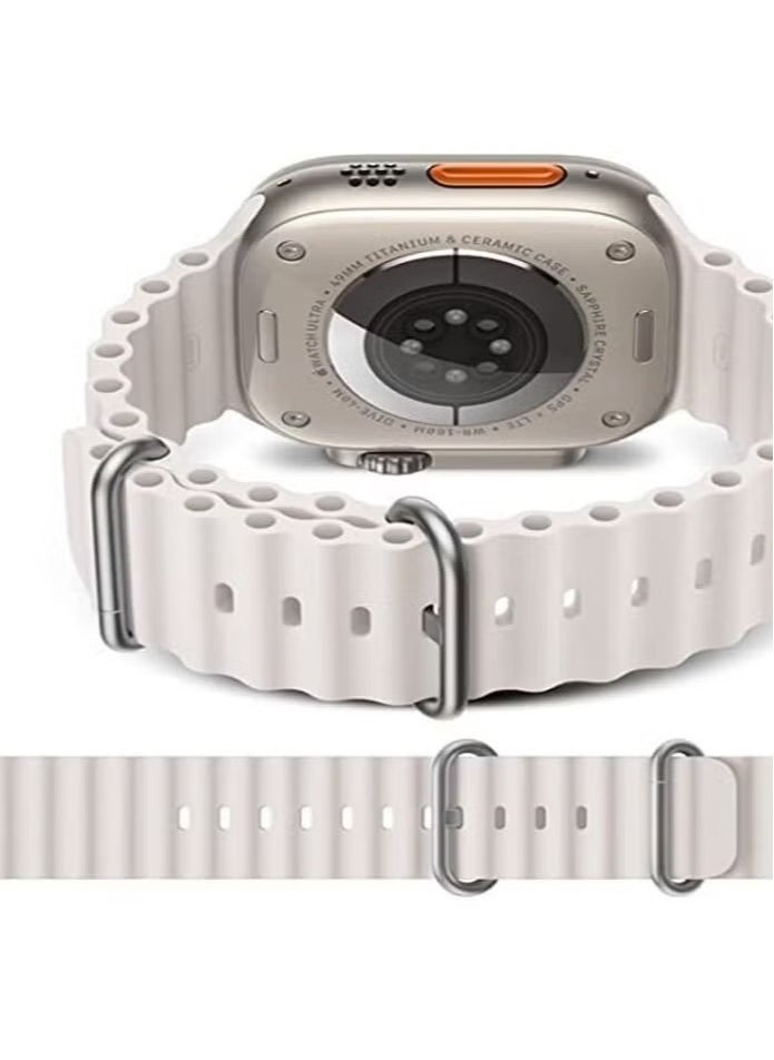 Generic - Alpine Loop for Apple Watch 49mm 45mm, Woven Loop with Metal Sport Band with iWatch Band Series Ultra 8 7 6 5 4 3 2 1 SE - off white - Image 1