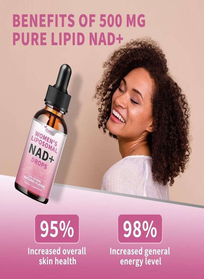 Wanish مكمل غذائي سائل NAD ليبوزومي للنساء، 500 ملغ نيكوتيناميد NAD نقي - لتجديد الخلايا، ودعم الطاقة والتمثيل الغذائي، نباتي، خالٍ من السكر، خالٍ من الإضافات، 2 أونصة سائلة - Image 4