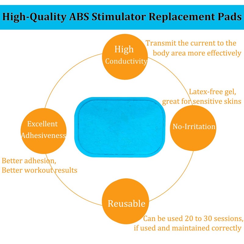 KASBEE ABS Gel Pads, 50PCS Muscle Stimulator Pads Replacement for Ultimate Muscle EMS Toner Abdominal Belt Belly Thigh Flab Arm Leg Waist Workout Trainer Machine - Image 2