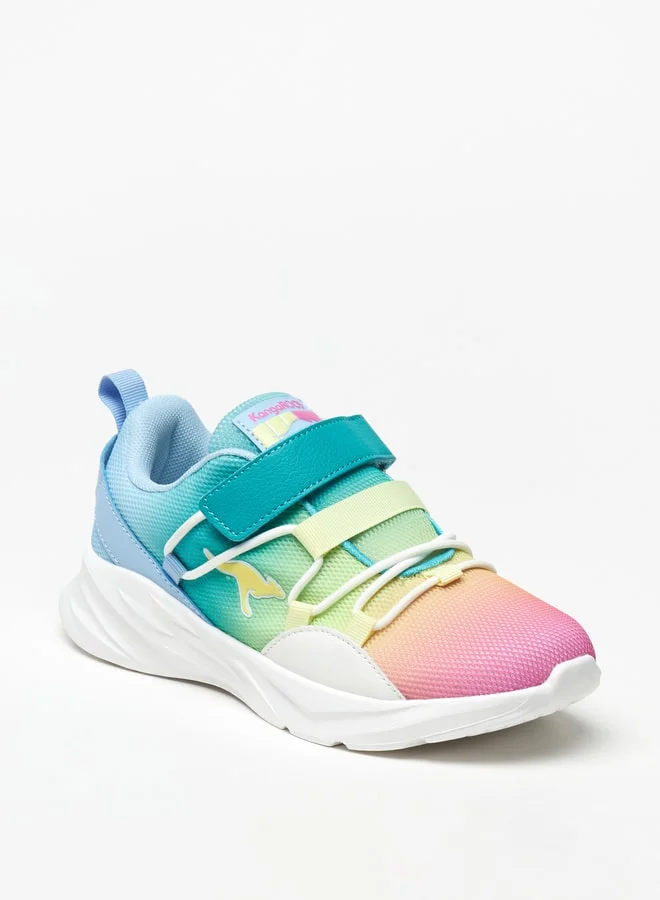 كانغاروس Girls' Ombre Textured Sports Shoes with Hook and Loop Closure