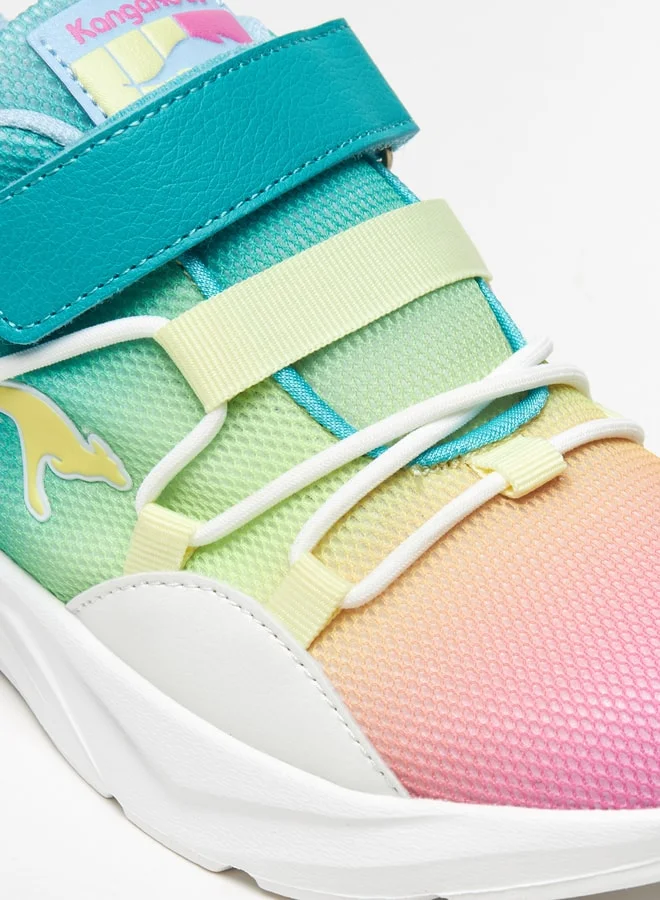 كانغاروس Girls' Ombre Textured Sports Shoes with Hook and Loop Closure