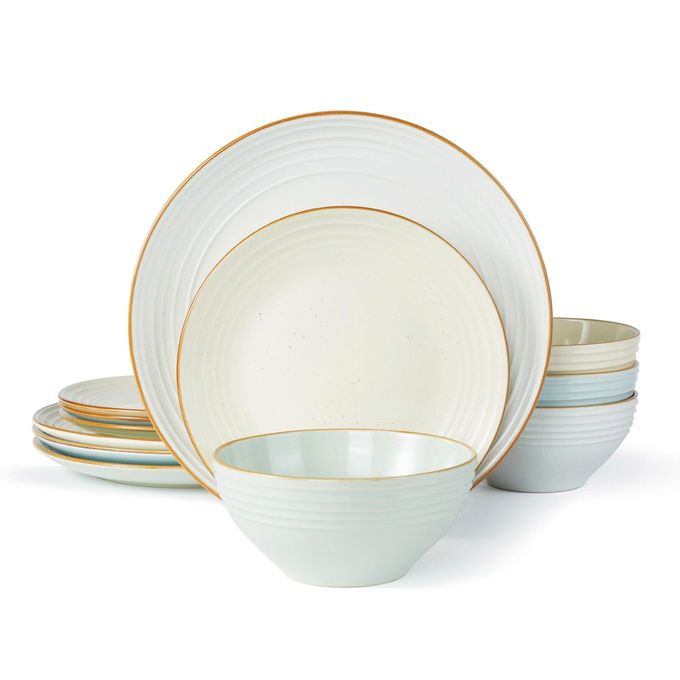 Famiware Jupiter Dinnerware Set, Plates and Bowls Sets for 4, Microwave and Dishwasher Safe, Scratch Resistant, 12 Pieces Dishes Set, Multi-color - Image 1