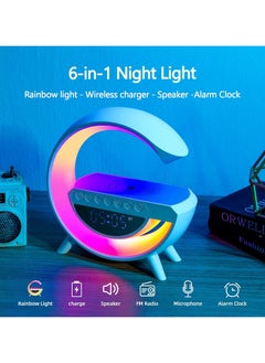 Fearlex 6-in-1 Bluetooth Speaker with Night Lights, Wireless Charger & Led Alarm Clocks | White Noise Sound Machine with 13 Lighting Modes | Table Lamp with 15W Fast Wireless Charging Pad | Desk Lamp for Office & Home Decor  - Image 3