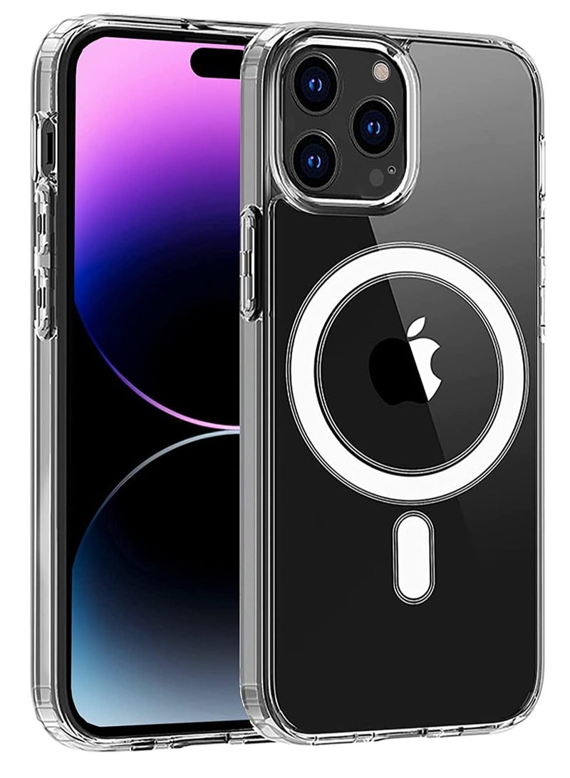 MIGOFAST Magnetic Clear Back Designed for iPhone 14 Pro Max Clear Phone Case Compatible with Magsafe, Slim Protective Cover - Image 1