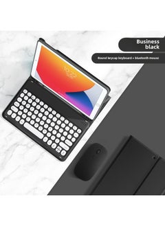 Generic Digital Computer/ipad Protective Case/ipad Cover - Elegant Floral Design - Shockproof Drop Protection Scratch Resistant-Color:Black + Black Background White Key Ordinary Round Keyboard + Mouse-Product Type:2025 Ipad 11 (a16)/ipad 10th Generation 10.9 2022  - Image 1